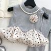Traje Casual de Verano 2025 para Niñas con Estampado de Corazones, Manchas y Empalmes, sin Mangas y de Pierna de Campana