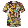2026 Transfronteiriça Europeia e Americana Desenho Animado Anime Impressão Digital 3D Criativa Divertida Camiseta Masculina Gola Redonda Manga Curta Atacado
