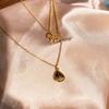 Outono e Inverno Popular Estilo Francês Exquisito Alta Qualidade Luxo Leve Camada Dupla Trevo de Quatro Folhas Empilhado Colar Feminino Personalizado Corrente de Clavícula Versátil para Mulheres