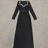 Vestido de Bandage para Mujer de Estilo de Dama de Gama Alta con Escote en V Incrustado de Diamantes, Moda Transfronteriza Europea y Americana, Vestido de Noche