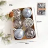 Bolas de Natal Bolas Plásticas Acessórios de Decoração para Árvore de Natal Caixas com Grade de Nove Quadrados 6 Bolas Pintadas Conjunto de Bolas de Formato Especial