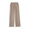 Pantalones de punto de pierna ancha para otoño e invierno 2023 para mujer, cintura alta elásticos con caída, pantalones cálidos de color sólido de lana rectos