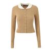 Otoño 2024 Estilo Americano Muñeca Reductora de Edad Solapa Manga Larga Suéter Tejido Top Adelgazante de Cintura Tejido Trenzado Spice Girls para Mujer