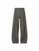 Pantalones Casuales de Hilo Floral Rectos de Pierna Ancha de Línea A con Doble Pliegue Otoño e Invierno Estilo Elegante Old Money Unisex de Pierna Larga