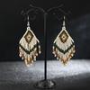 Aretes Largos de Borlas de Cuentas de Arroz Hechos a Mano Populares Europeos y Americanos Bohemia Retro Personalidad Nicho Elegantes Aretes para Vacaciones
