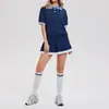 Camiseta Polo Estilo Nuevo Americano Feixian para Mujer, Corte Entallado, Manga Corta, Atuendo Deportivo Primavera Verano