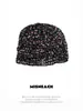 Estilo Passarela Capa de Dedo Vazada com Lantejoulas Feita à Mão para Mulheres, Chapéu de Rede Retrô Fashionável, Gorro de Rua para Frio para Homens