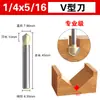 Fresadora en V de 90 grados para carpintería, mango de 1/4, fresadora para carpintería, cabezal de fresadora de recorte, ranurado de placa de aluminio y plástico, esquina de pared integrada
