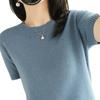 Suéter de Punto para Mujer, Camiseta Holgada de Manga Corta con Cuello Redondo y Tejido de Punto, Top Corto para Primavera y Otoño