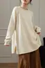 Suéter de lã pura macia com mangas raglan, novo, para outono e inverno, plus size, para mulheres, gola redonda, blusa solta de comprimento médio, casaco estilo casual