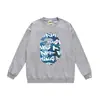Comercio exterior transfronterizo APE E sudaderas al por mayor para hombre y mujer, otoño e invierno, con estampado de cabeza de mono, corte holgado, cuello redondo, sin capucha, top con forro polar