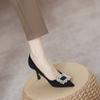 Tacones Altos Franceses para Mujer 2025 Otoño Nuevo Estilo, No Cansan, Punta Fina, Zapatos Profesionales de Trabajo, Zapatos Versátiles con Pedrería