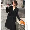 Blazer Largo Estilo Coreano para Mujer Primavera y Otoño 2026, Gabardina Elegante Casual Holgada Adelgazante por Encima de la Rodilla