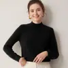 Suave y acogedor~ Suéter de cachemir para bebé de doble grosor para mujer, jersey de punto de cuello medio alto, prenda base para otoño e invierno