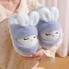 Pantuflas de algodón para adultos de invierno, diseño lindo de conejo, cálidas y forradas de felpa, adecuadas para niñas, estilo a juego para padres e hijos, antideslizantes, de suela gruesa e ideales para usar en interiores.