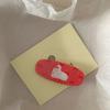 Bonita horquilla de acrílico con lazo rojo para cachorro, con forma de caricatura, para el pelo, con clip lateral para chica Joker, joyería al por mayor