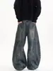 Jeans Retro Americanos Lavados Desgastados Scimitar Unisex Marca de Moda Callejera Geniales Sueltos Versátiles Pierna Ancha Pantalones Largos hasta el Suelo