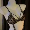 Lingerie Sexy Estampa de Leopardo Macacão Sem Tira Extremamente Tentador Uniforme para Encontro 9587