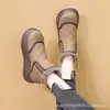Botas de neve femininas outono e inverno 2024 novas forradas com fleece quentes versão coreana de todas as estações sola grossa macia de elevação sola macia botas curtas tamanho pequeno 34