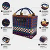 Bolso tejido hecho a mano, bolso de picnic para vacaciones para mujer, bolso tote de rayas coloridas, bolso de hombro, adecuado para ir al trabajo, ir de compras y como cesta de supermercado de gran capacidad