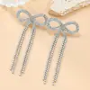 Pendientes de Lazo Elegantes Pendientes de Borla de Diamante Diseño de Nicho Largos Versátiles Cadena para el Cuello Juego de Dos Piezas