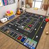 Alfombra de terciopelo cristal para estacionamiento de coches de dibujos animados para niños, tapete de juego para coches de juguete, alfombra con mapa de tráfico de la ciudad, generación de pelo