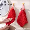 Nueva Toalla de Mano Colgante de Chenilla, Linda Bola de Toalla de Mano para Boda, Diseño Festivo de Dibujos Animados Rojos para Cocina y Baño, Diseño de León