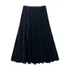 Elegante falda plisada de terciopelo versátil de color liso para mujer, nueva para otoño/invierno, de cintura alta, adelgazante, ropa de trabajo con caída fluida