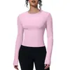 Nuevo top de yoga redondo sin costuras transfronterizo, camiseta deportiva transpirable de manga larga personalizada para mujer para exteriores, venta al por mayor de ropa para fitness