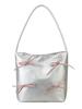 Bolsa Balde com Laço Feminina 2025 Nova Moda Versátil Bolsa de Ombro Transversal de Nicho de Alto Nível