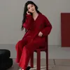 Pijama Vermelho Grande para Mulheres Primavera e Outono Algodão Puro Manga Longa Ano do Zodíaco Fino Meia-Idade Solto Tamanho Grande Roupas de Casa de Alta Qualidade