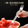 Nova ferramenta de corte de melancia, cortador e divisor de frutas de aço inoxidável de dupla cabeça, de dupla finalidade para cozinha doméstica, especificamente para polpa de frutas