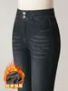 1031 Jeans de Microcampana para Mujer de Invierno de Edad Media Pantalones Gruesos con Terciopelo para Mujer Madre de Edad Media Cálidos de Cintura Alta Adelgazantes