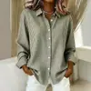Camisa Plaid Versátil de Manga Longa com Gola Reversível Nova para Mulheres 2026, Europeia e Americana, Roupa Feminina da Moda Tendência para Quatro Estações
