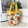 Bolsa Cubo Graffiti Linda, Bolsa Cilíndrica Estampada Ins, Bolsa de Lona para Almuerzo, Lonchera de Mano Estilo Coreano para Niña, Bolsa de Mamá