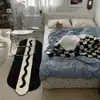 Tapete quadriculado preto e branco em falso cashmere para sala de estar, sofá, mesa de centro, quarto, cabeceira, macio, espesso, antiderrapante