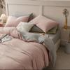 Juego de cama de cuatro piezas con funda de edredón gris de estilo nórdico, sábana de color liso para dormitorio de estudiantes, juego de tres piezas