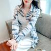 Primavera y Otoño Nuevo Pintura de tinta francesa diseño regular holgado personalizado ropa protectora solar camisa estampada camisa exterior para mujer