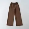 Atacado de Roupas Femininas Transfronteiriças Estilo Europeu e Americano 2026 Novas Calças de Moletom Casuais de Perna Larga com Patchwork de Cor Sólida e Forro de Lã