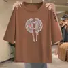 Artículos de excedente de comercio exterior transfronterizo de marcas famosas para madres de mediana edad y mayores, camisetas holgadas nuevas de estilo chino vintage de manga tres cuartos