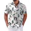 Estación Independiente Transfronteriza Camisa de Manga Corta Caliente para Hombre Playa Hawaiana Moda Estampada en 3D Camisa de Cuello Alto Versátil