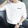 Playera de Algodón Puro de Manga Larga para Hombre, Tops de Cuello Redondo, Camisas para Capa Interior de Otoño e Invierno, Ropa de Algodón con Estampado de Letras de Marca Moderna para Otoño