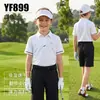 2026Pgm Roupas de Golfe Infantis para Meninos Roupa de Verão de Manga Curta Proteção Solar Respirável Tops Cor Sólida em Estoque
