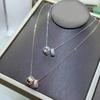 Collar de cuentas de transferencia de caleidoscopio para mujer, colgante sencillo y elegante con baño de oro rosa de 18 quilates, cadena de clavícula para mujer, versión alta