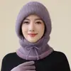 Chapéu Aconchegante de Veludo Espesso para Mulheres no Inverno Multifuncional para Ciclismo ao Ar Livre Proteção para as Orelhas Quente e à Prova de Frio Chapéu de Tricô Chapéu de Peça Única