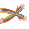 Guantes de red de pesca de colores transfronterizos guantes de malla hueca sexy europeo y americano guantes para disfraz de fiesta de bola de vacaciones arcoíris