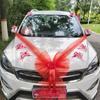Decoración Delantera para Coche de Boda Principal y Auxiliar Juego de Decoración para Coche de Boda Velo para Coche Coche Alegórico Coche de Exhibición Flor Grande Roja de Tela Artículos para Boda
