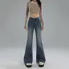 26 Nova coleção de verão: jeans femininos de nicho, cintura alta, modeladores, elásticos, levemente boca de sino, comprimento longo, disponíveis para dropshipping