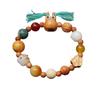 Pulseira Artesanal de Contas de Semente de Bodhi Multi-Preciosa de Dezoito Sementes, Pulseira Unissex Retro com Pingente Atrai-Fortuna