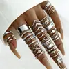 Anillos Ecológicos Europeos y Americanos de Venta Caliente Transfronteriza, Conjuntos de Múltiples Piezas de Alta Gama Incrustados con Diamantes, Anillos Apilables, Joyería y Accesorios de Moda